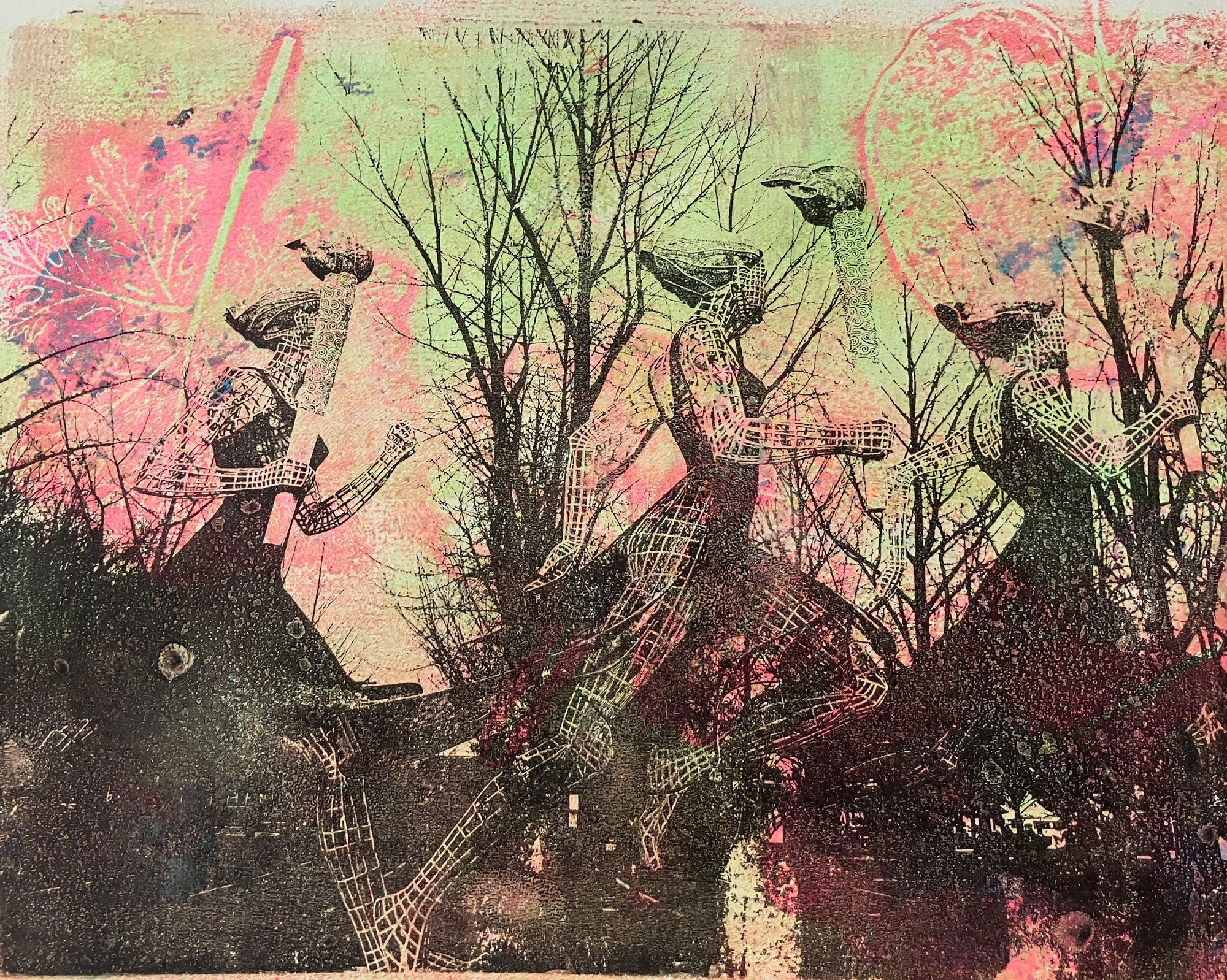 Places Remembered — layered acrylic monoprint