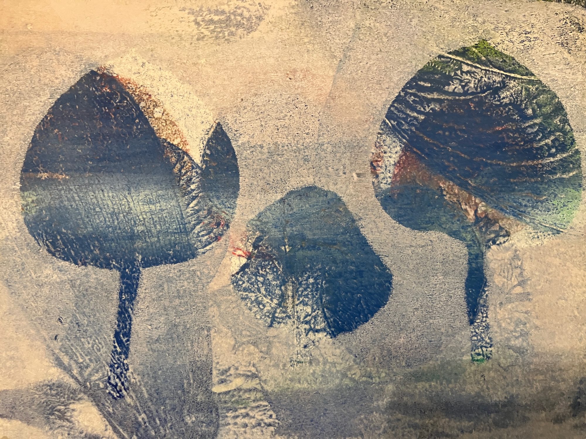 Botanicals — layered acrylic monoprint